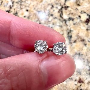 **SOLD**0.90CT T.W. Round -Cut Diamond Solitaire Stud Earrings in 14K White Gold